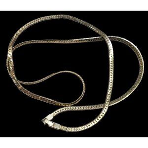 Vintage Herringbone Chain Necklace Silver/Gold Tone